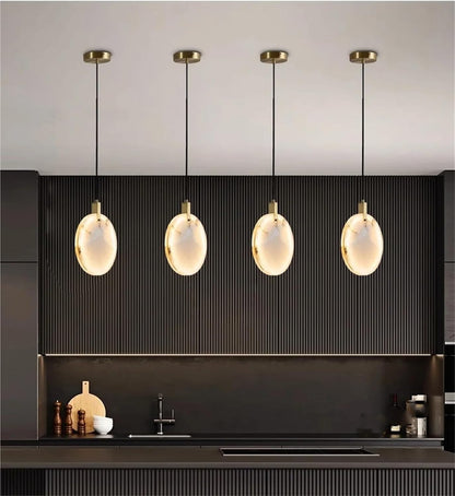Home Deco Marble LED Dimmable Lustre Hanging Lamps Chandelier Lighting Lustre Suspension Luminaire Lampen For Dinning Room ﻿ Ring