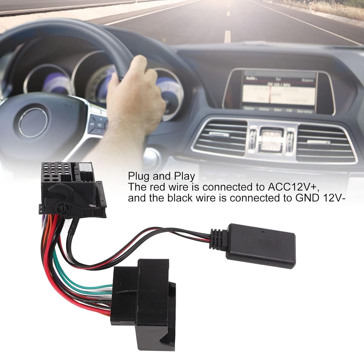 Leapiture 12 Pin Car Bluetooth Adapter Bluetooth 5.0 Radio Aux Cable Car Accessories Car Replacement Part for Mercedes W169 W245 W203 W209 W164