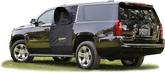 Roadie- The OVERNIGHTER™ SUV Window Tent with Bug Screen and Retractable Awning. Great for Camping in an SUV. (Patented)