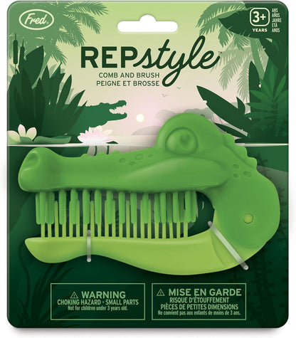 Genuine Fred REPSTYLE Crocodile Folding Brush and Comb, Fun Crocodile or Alligator Design, Hair Care Tool and Detangling Comb, Great for Travel and Diaper Bags, Fun Gift and Stocking Stuffer
