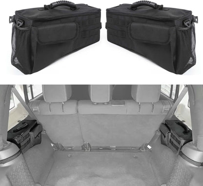 JUNLELI for Jeep JK Rear Trunk Side Storage Bag Organizer for Wrangler JK JKU 4 Door 2011-2018, Durable Oxford Car Accessories