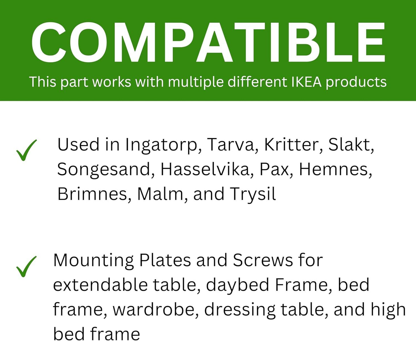 Spare Hardware Parts Replacement for IKEA Bed Frame Part 116791 (Mounting Plate) and 105307 (Screws)…