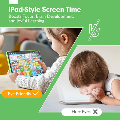 hahaland Learning Tablet for Toddlers 1-3 - Learning Toys with Music & Sound, Montessori Speech Therapy Baby Toys for 12-18 Months Boy Girl, Musical Toys with Letters, Numbers, Shapes, and Lights