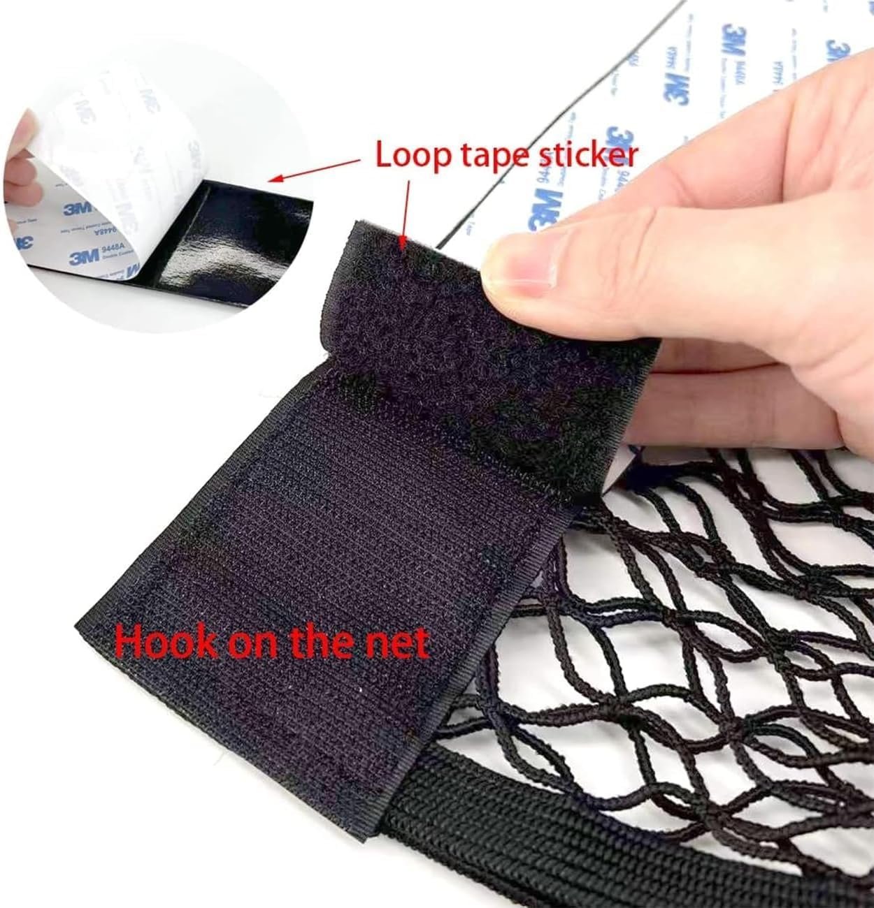 4-Pack Car Mesh Cargo Net | Universal Storage Organizer (25-50cm) | Adhesive Wall Pocket for Car Boot, RV, Home | Elastic Trunk Storage Solution with 8 Tape Stickers