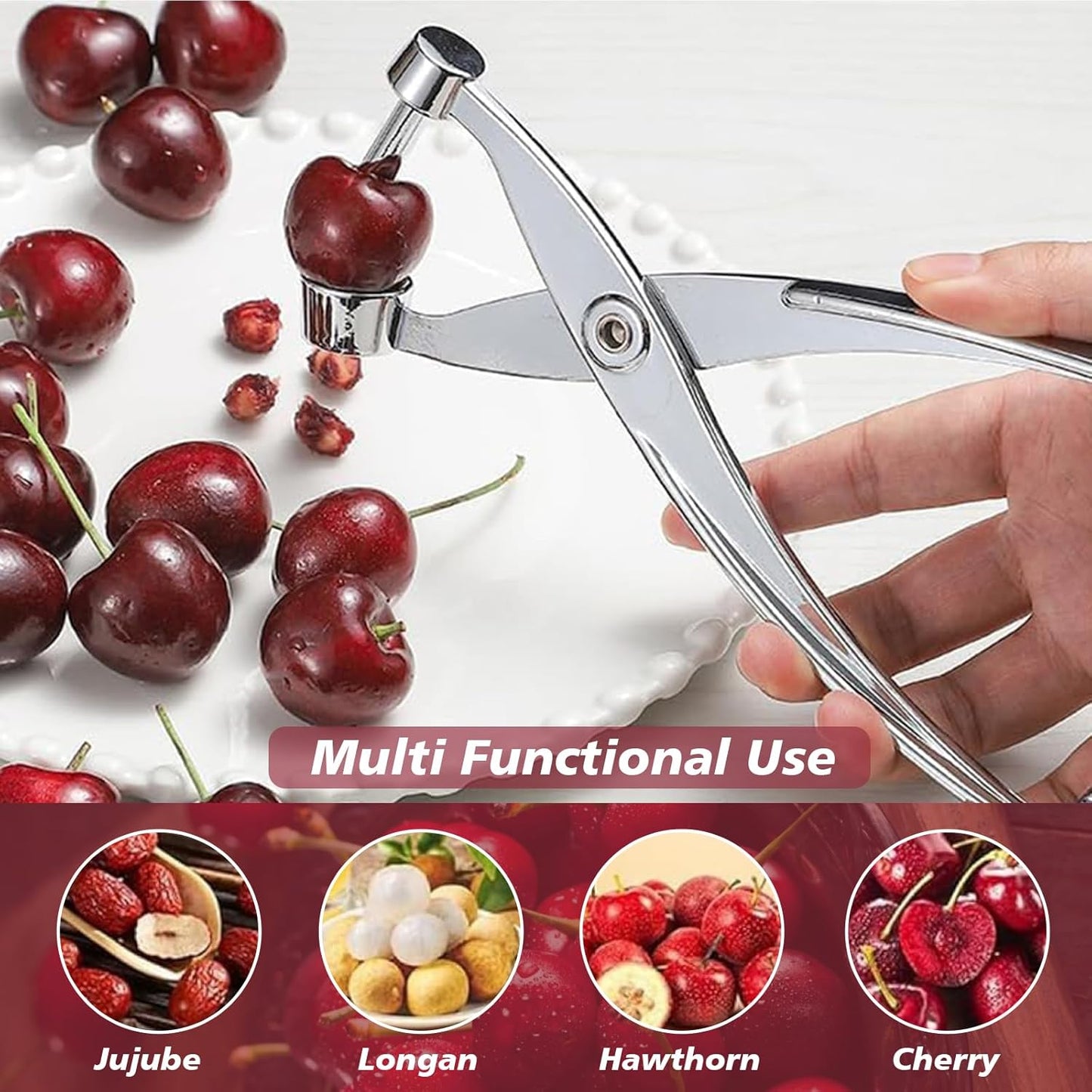 Cherry Olive Pitter Tool Metal Kitchen Utensils Hawthorn Tool Red Date Pit Remover Metal Upgraded Core Remover Fruit Tools Novel Cherry Pear Corer Pitter Kitchen Gadgets Silver (1)