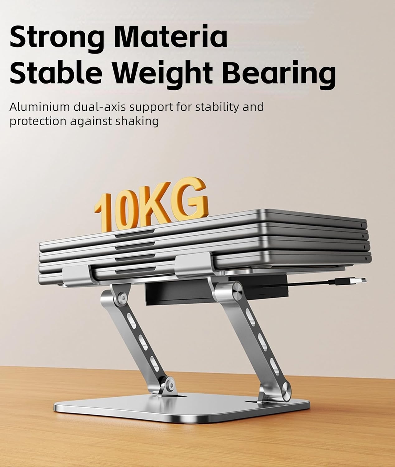 Laptop Cooling Stand, Height Adjustable Laptop Stand for Desk with Cooling Fan, Ergonimic Foldable Laptop Cooling Pad Portable Computer Stand for Laptops Tablets Up to 17in