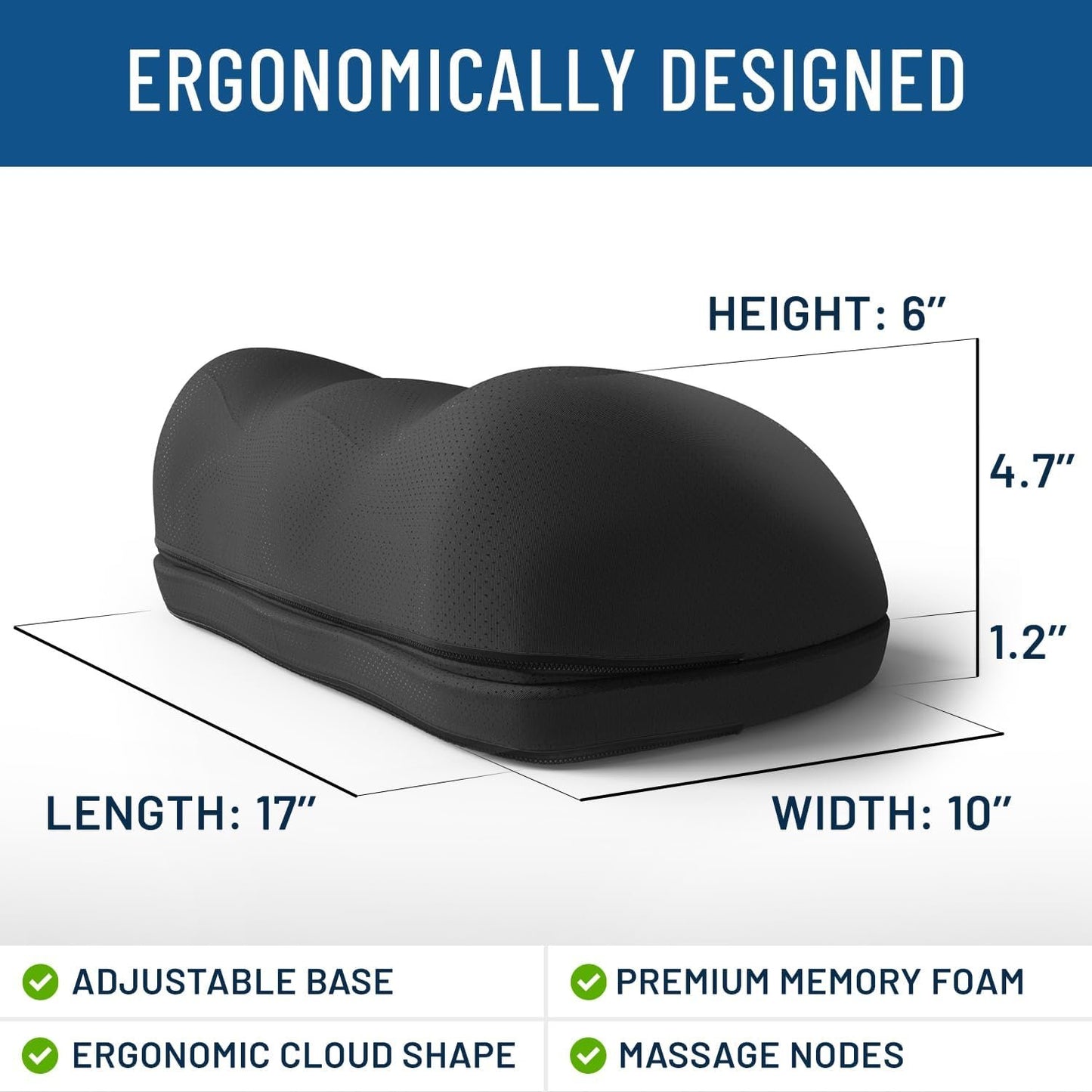 Everlasting Comfort Foot Rest for Under Desk at Work with Massage Nodes - Memory Foam Office Foot Stool & Under Desk Footrest Leg Elevation Pillow for Gaming & Home Office, Supports Posture