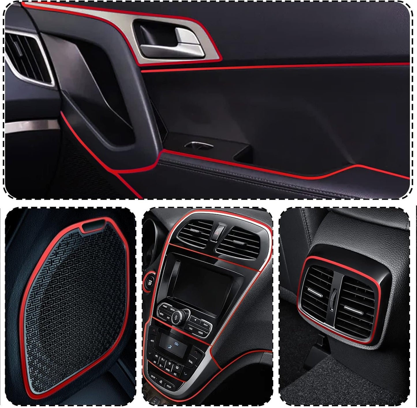 OSIFIT Car Interior Trim Strips, 16.4ft Car Electroplating Decoration Styling Door Dashboard, Flexible Interior Trim Accessories with Installing Tool (red)