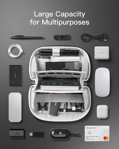 Inateck Electronics Case, Splash-Resistant Mini Accessory Handle Bag, Gadgets Organizer Pouch with SD Card Slots, USB Cable Organizer, Travel Friendly, AB03007-S Black