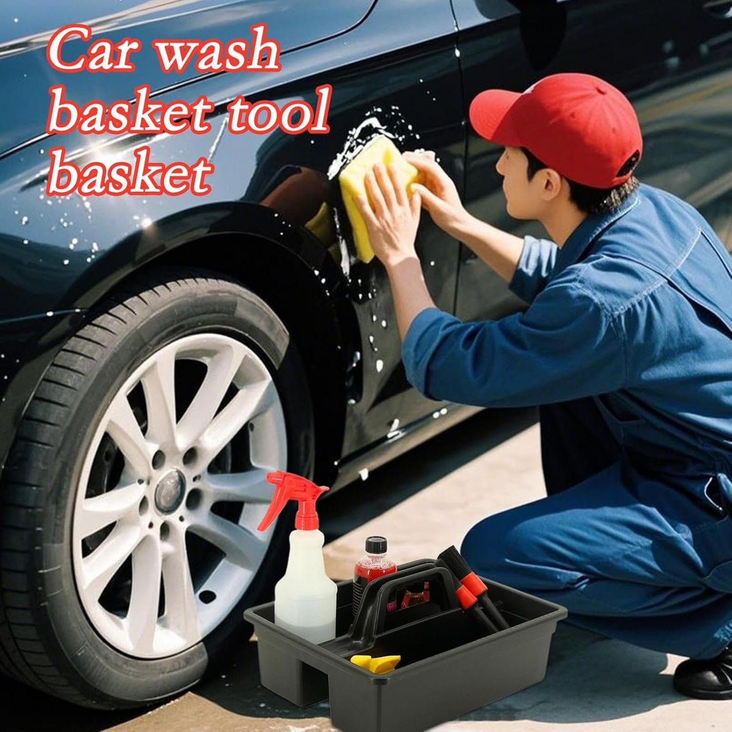 Cleaning Caddy, Basket Organizer, Carry Handle, Lightweight Design, Multi-Compartment, Housekeeping, Auto Detailing, Garden, Laundry, Bathroom, Vehicle Wash, Garage, Picnic, Hotel