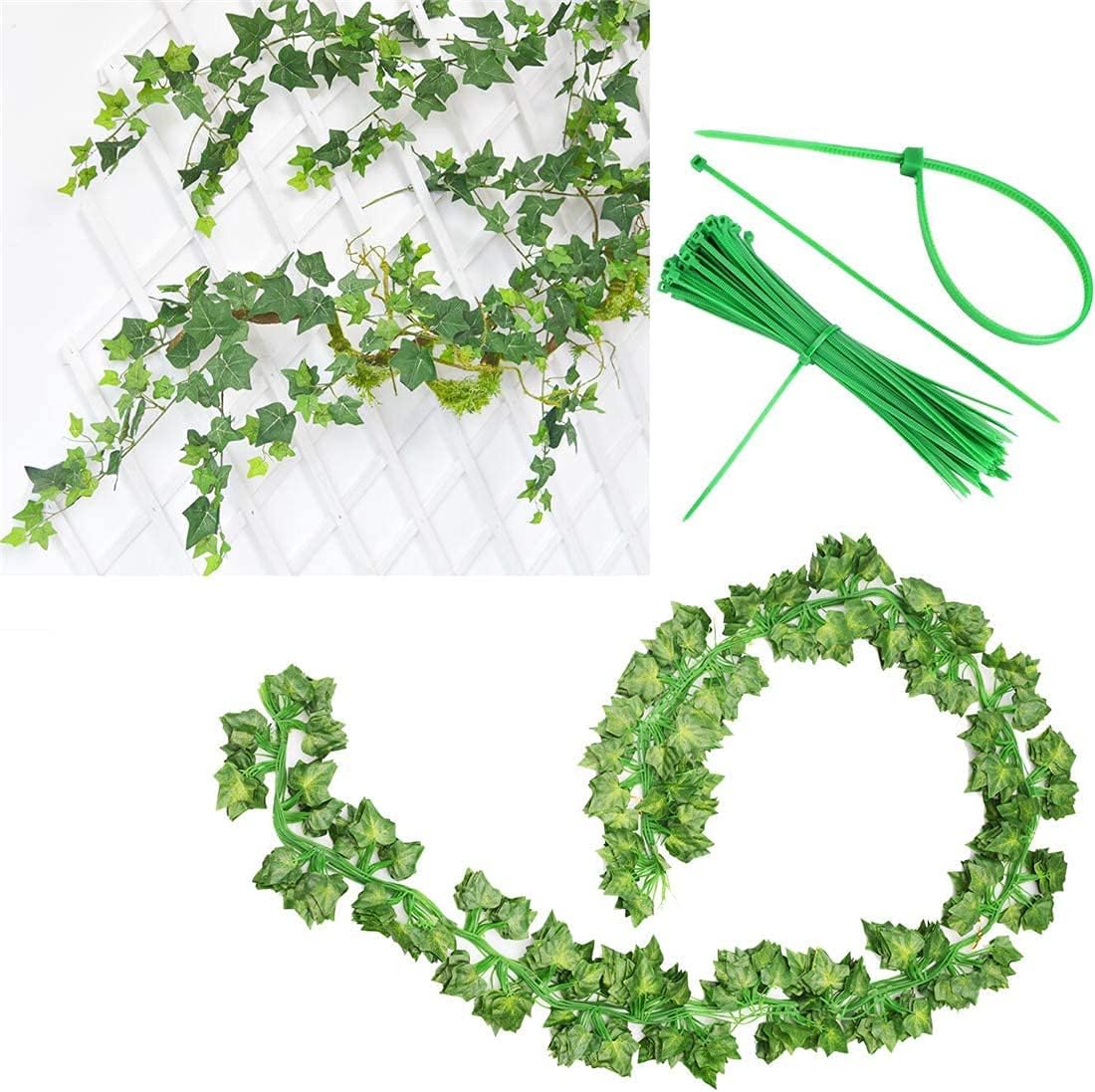 84 FT Artificial Ivy 12 Pack Ivy Vine Garland Ivy Leaves Greenery Garlands Clip Hanging Fake Leaf Plants Faux Green Flowers Decor Home Kitchen Garden Office Wedding Wall