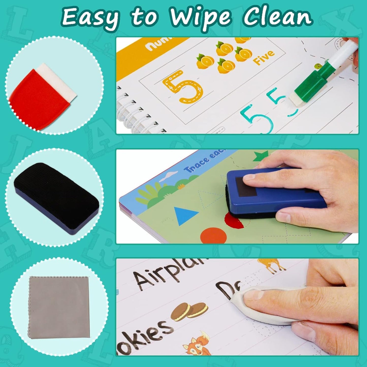 Handwriting Practice Book for Kids,40 Page Numbers Letters Practicing Book,Kindergarten Preschool Learning Activities for 3 4 5 6 Year Old,Learning & Education Montessori Toys for Kids Boys Girls