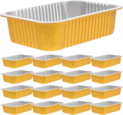 SOLUSTRE Aluminum Foil Pans 20pcs 750ml Rectanglar Shaped Disposable Takeout Pans Heavy Duty Bread Tins Cake Baking Pans Bakeware Cookware for Food Container