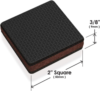 Slipstick GorillaPads CB142 50mm Non-Slip Furniture Pads/Grippers (Set of 8) Furniture Leg Floor Protectors, 2 Inch Square, Black
