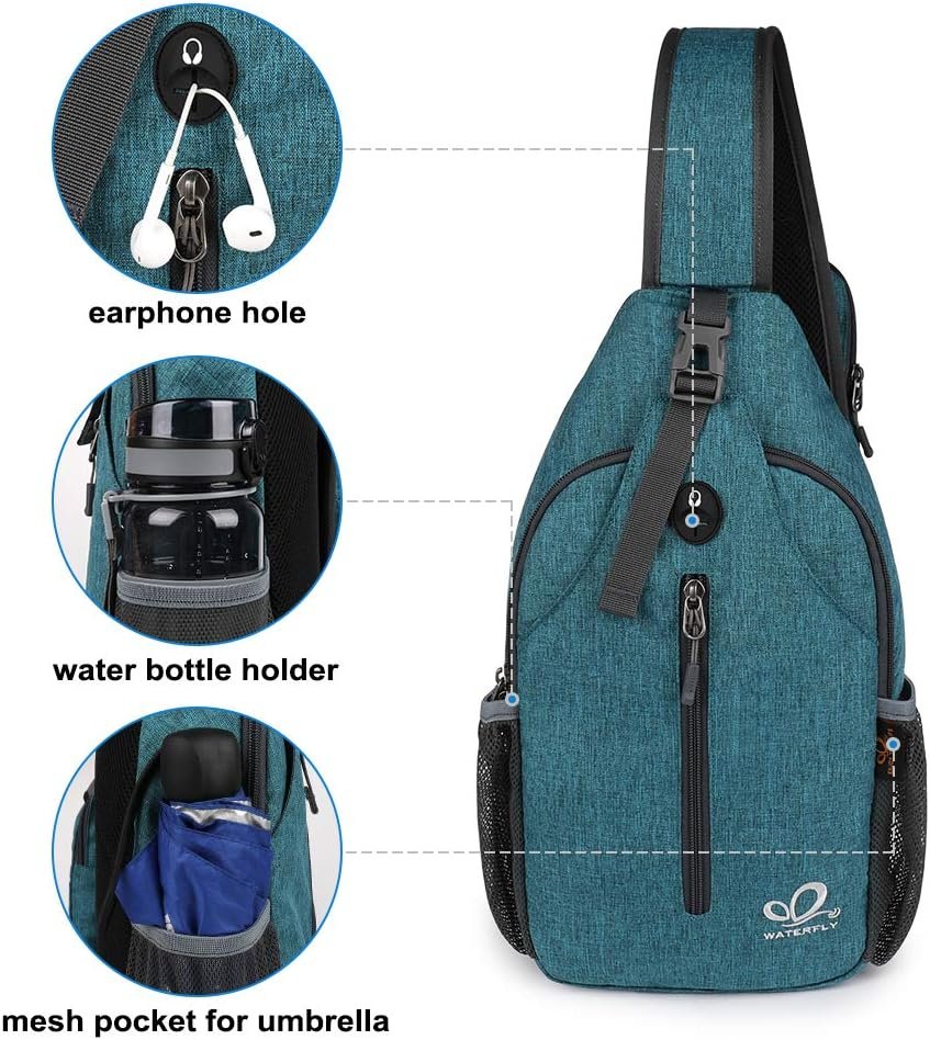 WATERFLY Sling Bag Sling Backpack Crossbody Bag Hiking Daypack for Men Women