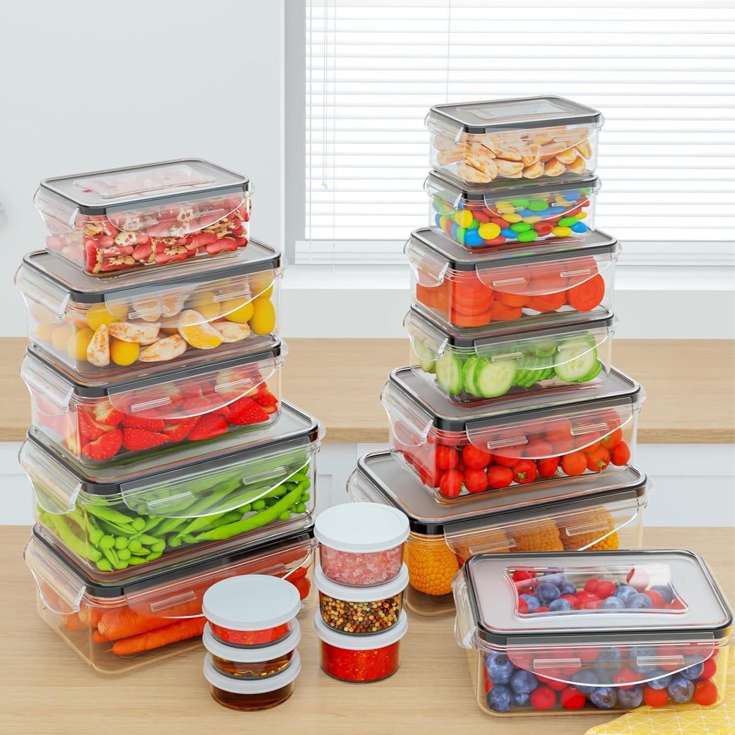 36 PCS Large Food Storage Containers with Lids Airtight(18 Containers with 18 Lids) - BPA Free Plastic Meal Prep Containers Set, Leakproof Kitchen and Pantry Organization - with Labels & Pen(18 pcs)