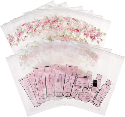 MIAMICA Pink 12-Piece Set 12 Quart-Size Bags Packing Organizers with Zipper Closure