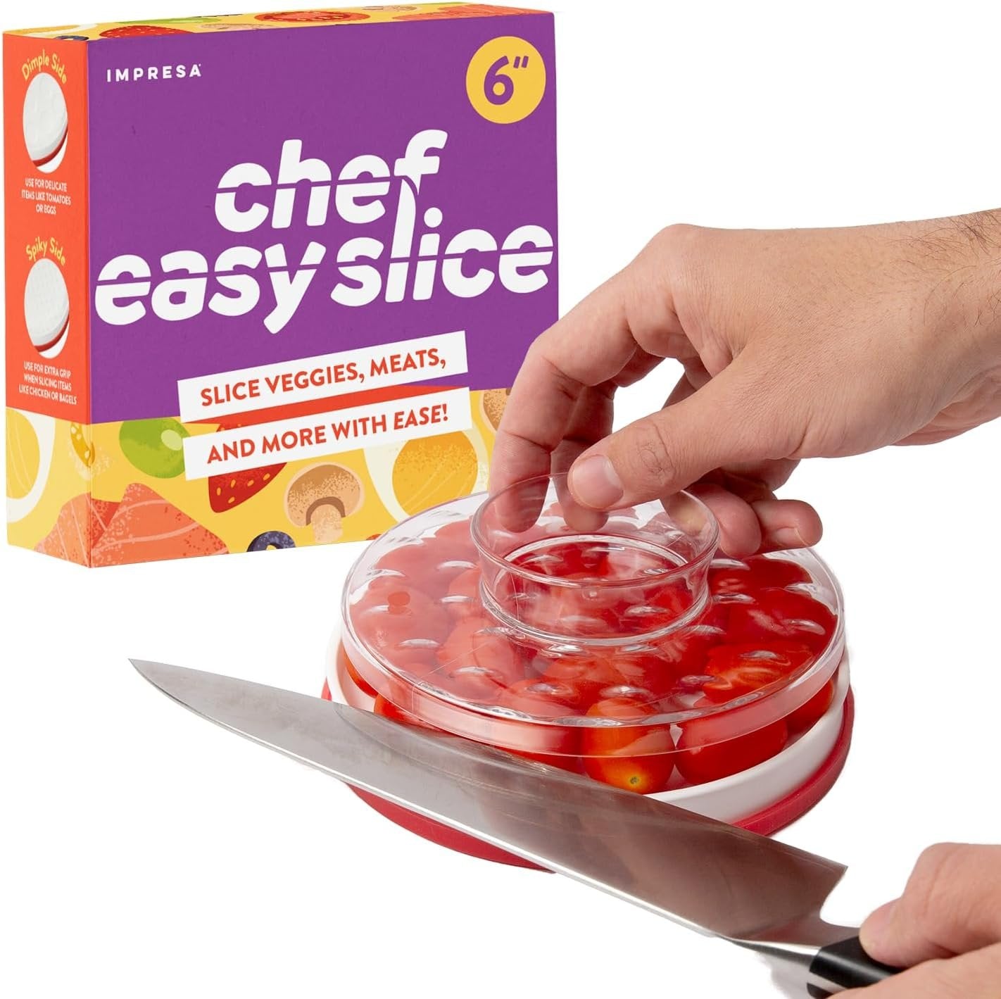 IMPRESA Easy Slice 6-in-1 Food Prep Tool – Veggie Chopper, & Bagel Cutter