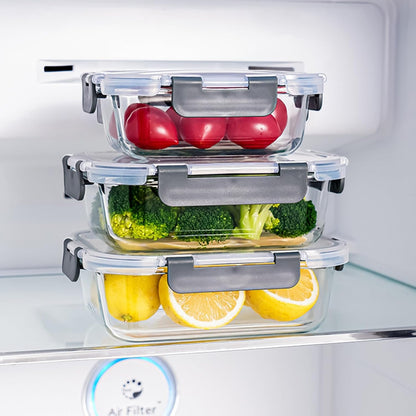 2Pcs 63oz Large Glass Food Storage Containers 8 Cups Family Size Set Baking Containers with Locking Lids Storing food,for Baking, Microwave, Oven, Leak Proof, for Freezer, Dishwasher