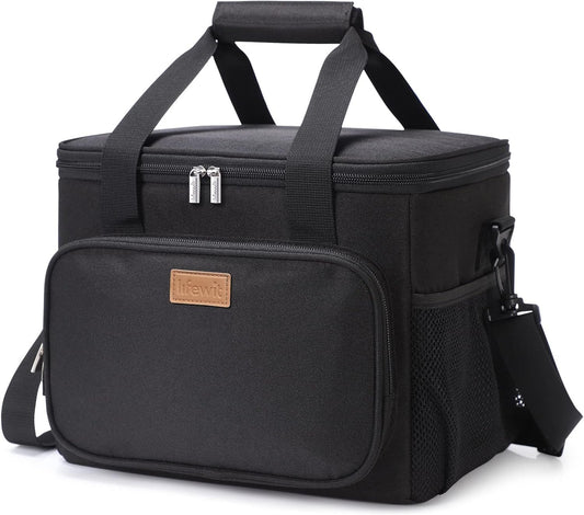 Lifewit Extra Large Collapsible Cooler Bag, Insulated Lunch Bag for Adults, Leakproof Soft Sided Portable Cooler Bag for Outdoor Travel Beach Picnic Camping BBQ Party, Black, 40-Can (24L)
