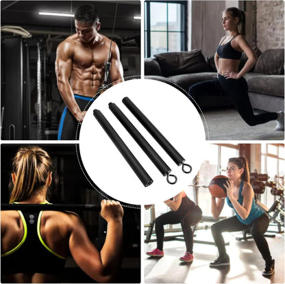 Fitness Bar, Pilates Set, Elastic Strength Trainer Stick, Adjustable Resistance Training Tool, Lightweight with Bands, Portable Gear for Home Camping Outdoor Workout