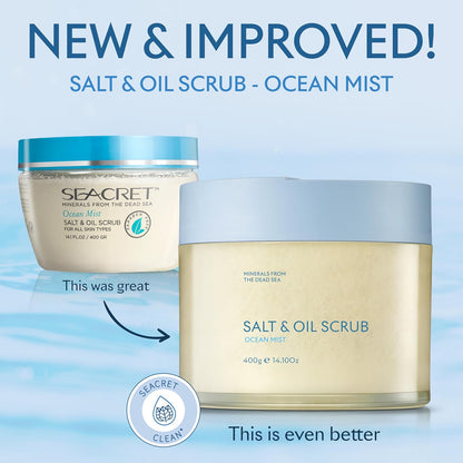 SEACRET Body Scrub - Salt & Oil Body Exfoliator with Dead Sea Minerals and Essential Oils, Scented 14.1 FL.OZ.