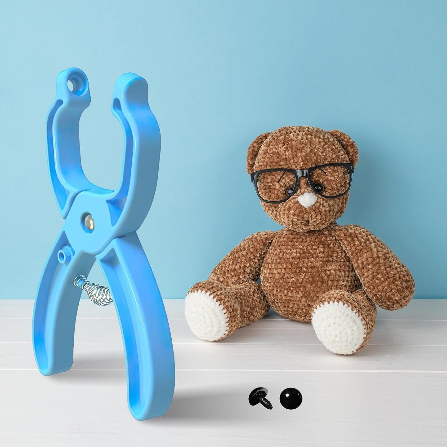 Safety Eyes Tool,Crochet Eye to ol for Attaching,Safe-ty Eyes Crochet to-ols,Ey-e Installation Tool,Quick Installation Crochet Pliers Auxiliary to-ol for Attaching 5-30mm Safety Ey-ES