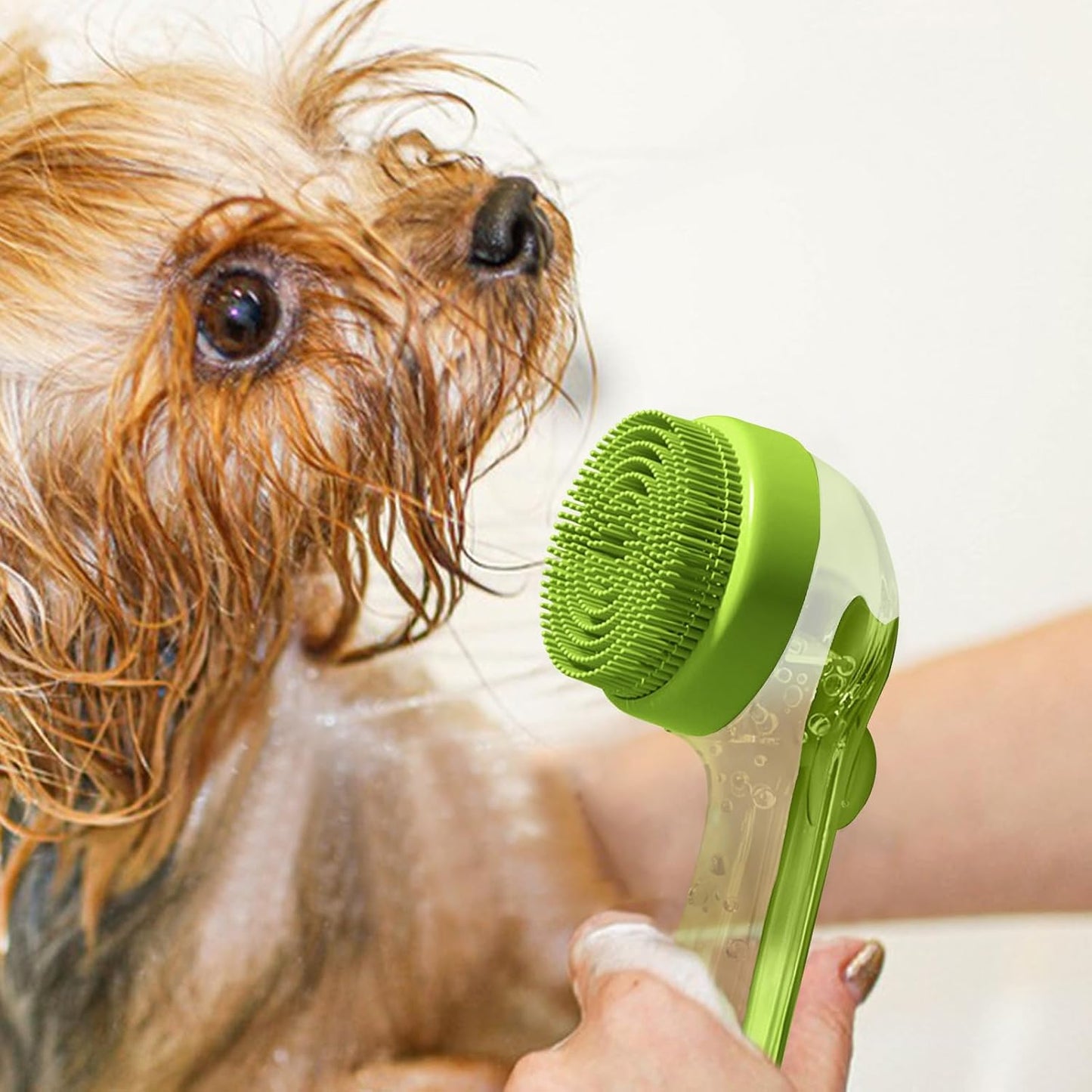 Dog Bath Brush, Pet Washing Scrub, 7.48 x 3.35 x 1.18 Inch Gentle Slicker Scrubber Detangler for Puppy, Kitten, Horse Hygiene, Cleaning Dandruff, Flea Removal, and Matting Control