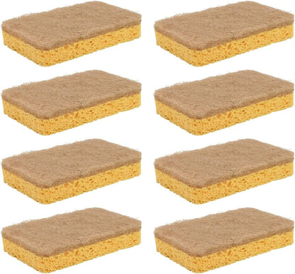 Voiemifore 8 Pack Biodegradable Kitchen Dishwashing Sponges Multi-Purpose Cleaning Scrubber With Heavy Duty Scouring Pad For Dishes Pots Pans(A)