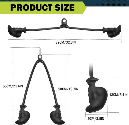 DASKING Ergonomic Triceps Pull Down Rope with Non-Slip Natural Rubber Grip, Pulley System LAT Pulldown Cable Machine Attachment Home Gym Traction Rope for Triceps Pull Downs Crunches