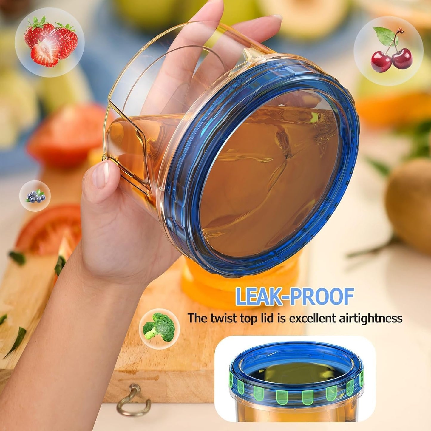 Freezer Storage Containers, 6 Pack-16 OZ Small Plastic Containers with Twist Top Lids, Round Food Storage Containers, Reusable Soup Container Microwave/Dishwasher Safe