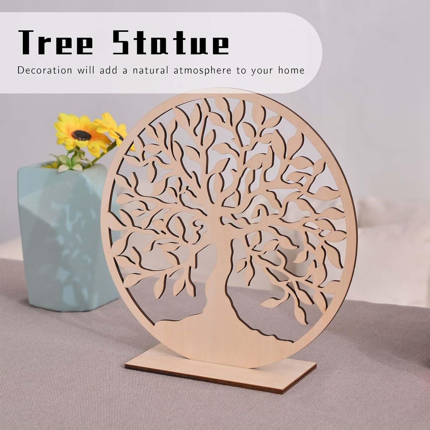 VIDSTW Home Decorations, Tree of Life Wooden Decoration, Home Objects Gift Idea, Wooden Tree of Life, Home Decorative Figurines for DIY, Wedding Decorations