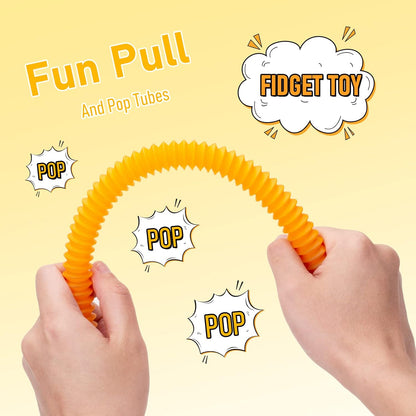 12 Pack Pop Tubes Sensory Toys with 6 Colors for Kids&Toddlers,Stress and Anxiety Relief Fidget Toy,Imaginative Play & Fine Motor Skills Learning,Tons of Ways to Play,Connect, Stretch, Twist & Pop