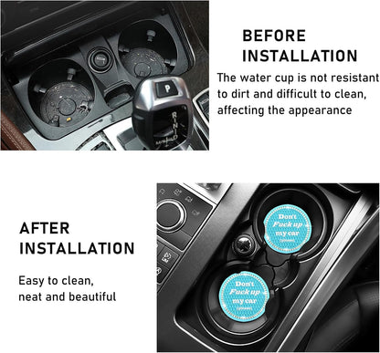 Kewucn 2 Pack Bling Car Cup Holder Coasters, 2.81 inch Anti-Slip Soft Rubber Crystal Rhinestone Auto Cup Insert Pad, Universal Vehicle Interior Decor Accessories for Car SUV Truck (Light Blue)