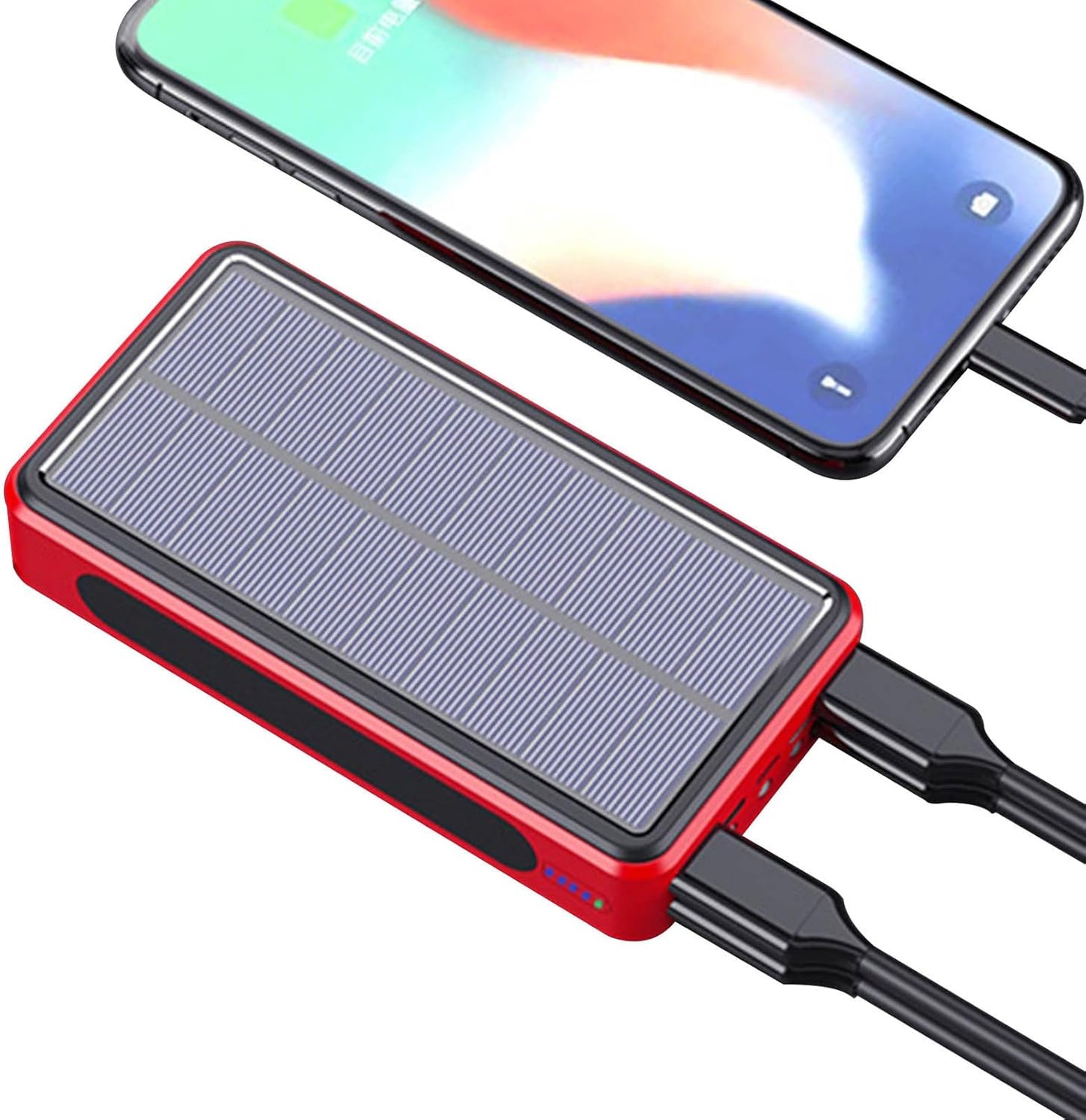 Portable Charger Power Bank - Solar Panel Battery, Wireless Charging Pack, Backup Device Charger | Waterproof USB Solar Powered Panel, Outdoor LED Flashlight Power Source Travel Hiking