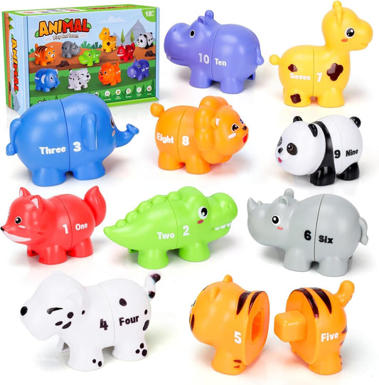 Toddlers Toys for 2 3 4 5 Year Olds Boys,Montessori Learning Toys for 18-24-36 Months Kids Educational Sensory Toy Age 2 3 4 5 Girls Farm Animal Number Matching Toy (20 pcs)