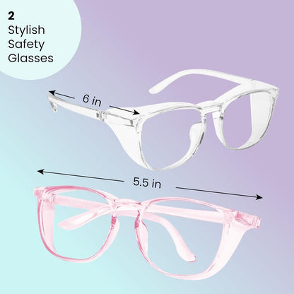 Aqulius Stylish Safety Glasses (2 Pack - Safety Goggles) Anti Fog Scratch Resistant, Blue Light Blocking Side Protection