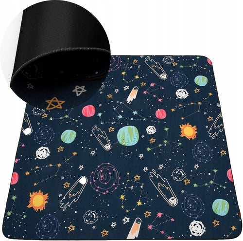 HAMUR HOME Children's Play Mat, Non-Slip Play Mat, Foldable Crawling Mat, 150 x 150 cm, for Children's Rooms, Playrooms, Washing Machines (Space)