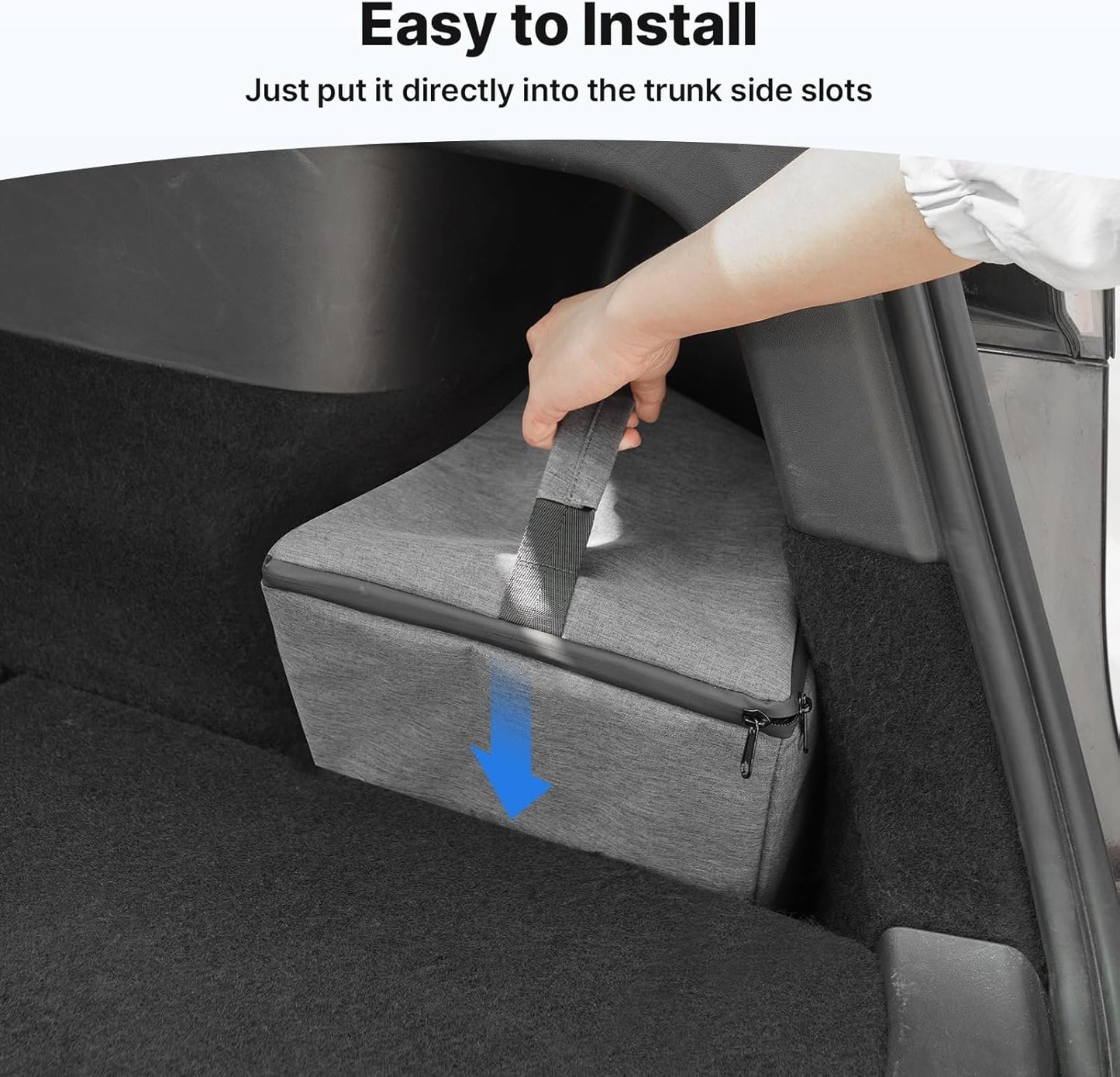 Canvcle Rear Trunk Organizer for Tesla Model Y 2020-2024 Accessories, Rear Trunk Storage Bins Side Storage Box Rear Trunk Tray with Lids Model Y 5 Seater Interior Accessories 2PCS (Not for Juniper)