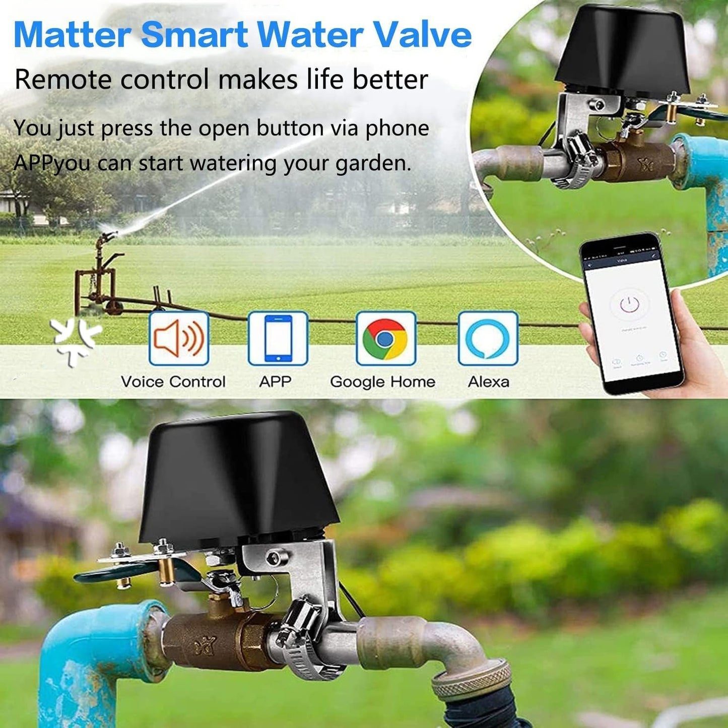 UseeLink Smart Matter Water/Gas Valve,Compatible with Alexa and Google Assistant,Application Program iOS/Android-2 Pack