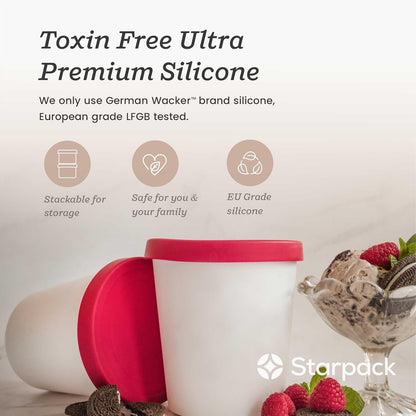 StarPack Home Ice Cream Freezer Storage Containers Set of 2 with Silicone Lids