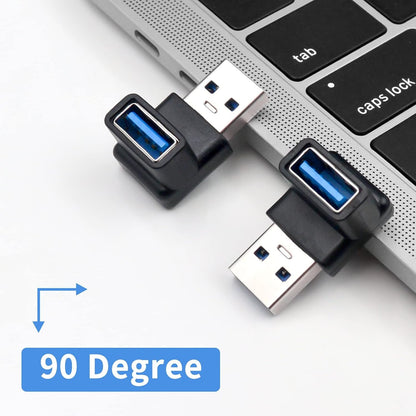 Poyiccot 90 Degree USB 3.0 Adapter, 10Gbps USB Extender Adapter, Type A Male to Female Cable Adapter, UP Angle Type A to A Adapter for Hard Drive, Keyboard, Laptop, 2Pack