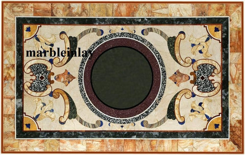 Marble Dining Table Top Stones Inlay Pietra dura Art Work Room Decor