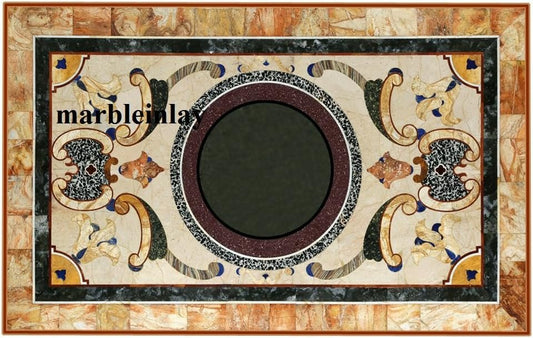 Marble Dining Table Top Stones Inlay Pietra dura Art Work Room Decor