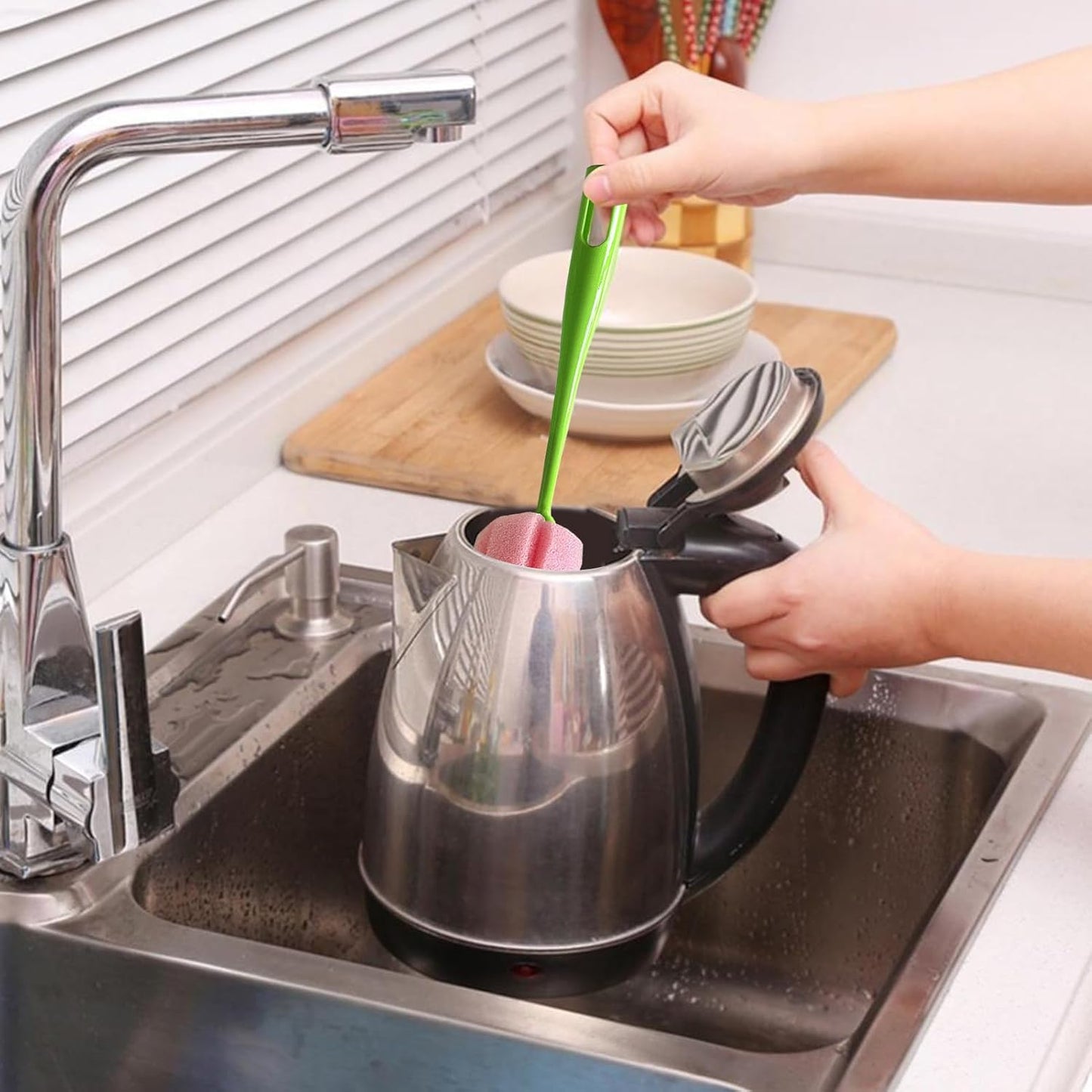 Bottiglia Brush, Detachable Sponge Cleaner, 9,45 in Long Handle Scrubber, Versatile Dish Washing Tool, Deep Cleaning Design for Home Essential, Travel Cups, Pet Bowls, Bathroom Sinks