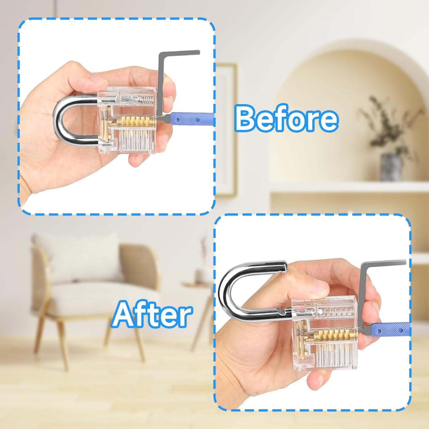 Latest Lock Pick Set, [36 Pcs] Yakiter Premium Lock Picking Kit with 4 Transparent Training Locks, Complete Professional Tools for Beginners & Locksmith Practice (Blue)