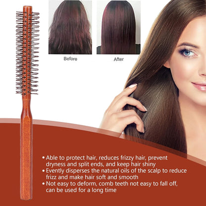 Round Hair Brush, Curling Roll Hairbrush Styling Blowout Brush Fluffy Wooden Roller Comb Styling Care Tool for Women Men Barbers Hairing Dressers Barbers Beauty Cosmetology