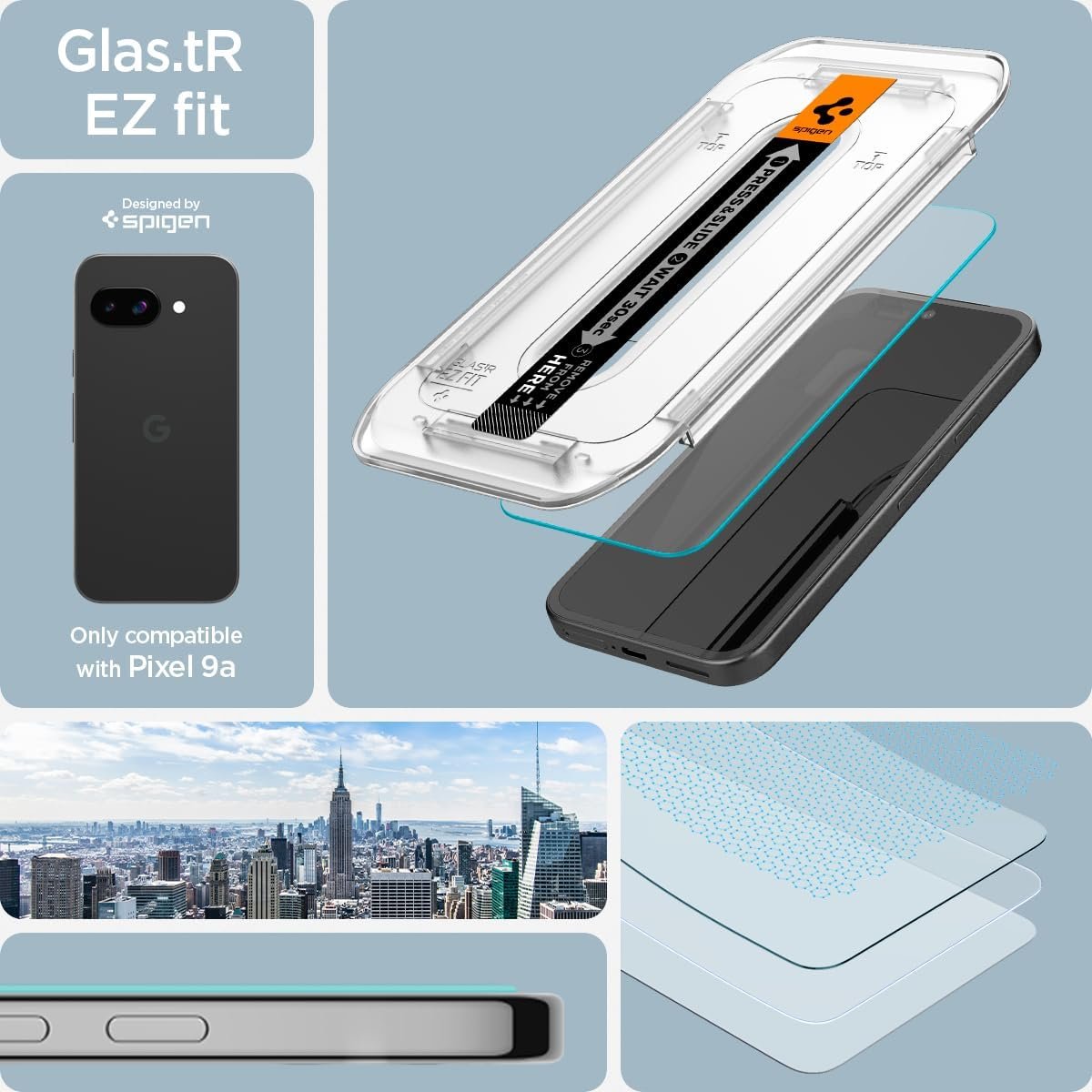 Spigen Tempered Glass Screen Protector [GlasTR EZ FIT] designed for Pixel 9a- 2 Pack