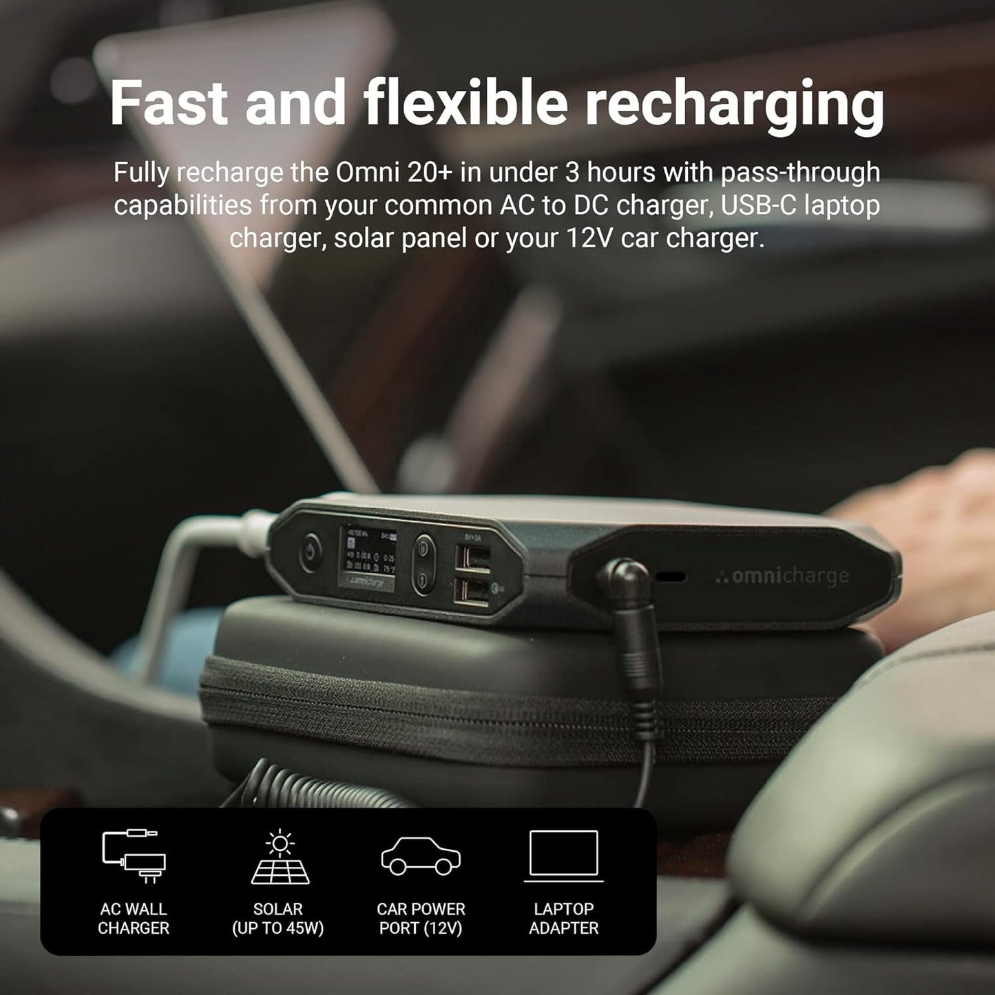 Omni 20+ 20000mah AC/DC/USB-C/Wireless Power Bank | High Powered Battery Backup for Laptops:MacBook Pro/iPad Pro/Dell/Surface | Cameras:Canon/Nikon/DSLR/DJI Drones | Smart Devices:iPhone/Samsung