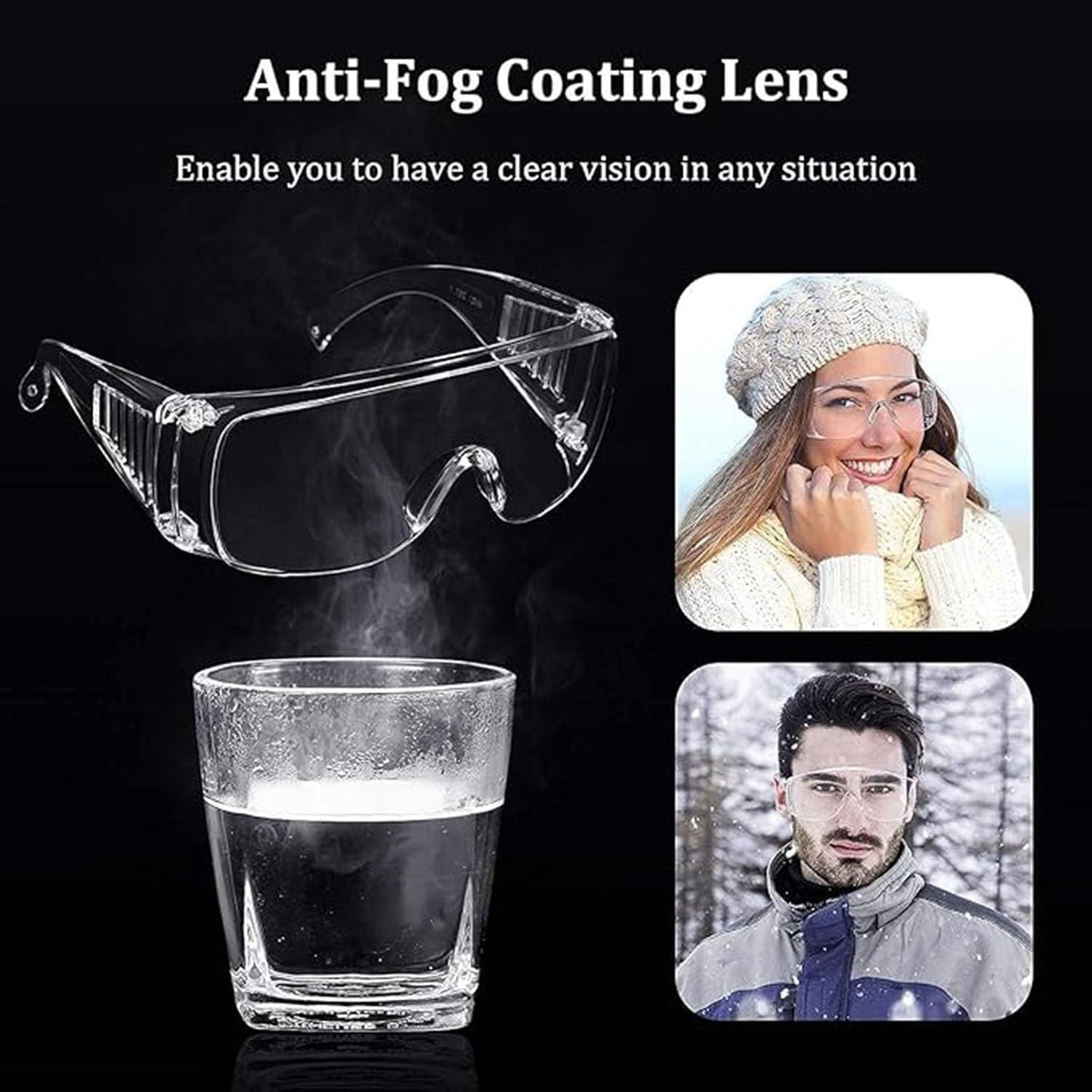 WTTUOAM 6 Pieces Clear Safety Glasses Over Glasses Goggles Anti- Fog/Scratch Eye Protective Polycarbonate Eyewear Safety Goggles for Shooting, Labs, Outdoor, Workplaces Safety Eye Protection